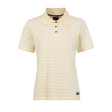 Load image into Gallery viewer, Front view of Soquesto Polo Shirt, in Yellow, with a white background.