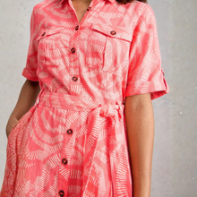 Load image into Gallery viewer, Pink dress with white pattern on a plain background