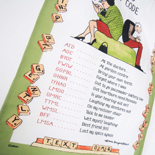 Load image into Gallery viewer, Tottering Oldies Text Code Tea Towel