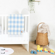 Load image into Gallery viewer, Foxford Blue Check Baby Blanket
