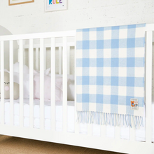 Load image into Gallery viewer, Foxford Blue Check Baby Blanket