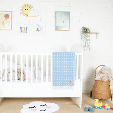 Load image into Gallery viewer, Foxford Blue Spot Baby Blanket