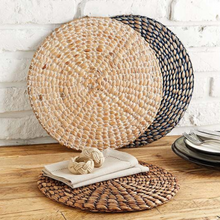 Load image into Gallery viewer, Walton & Co Circular Hyacinth Placemat | White