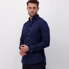 Load image into Gallery viewer, Fynch Hatton Oxford Long Sleeve Shirt | Navy / Blue Stripe / Pink