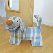 Load image into Gallery viewer, Lamont Green Tweed Dog Doorstop