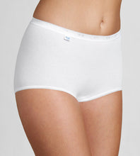 Load image into Gallery viewer, A model showing the front of the Sloggi Maxi Brief in White. 
