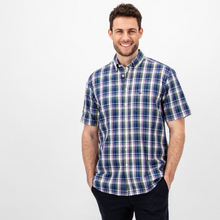 Load image into Gallery viewer, Fynch Hatton Short Sleeve Shirt | Summer Stripe / Navy Check
