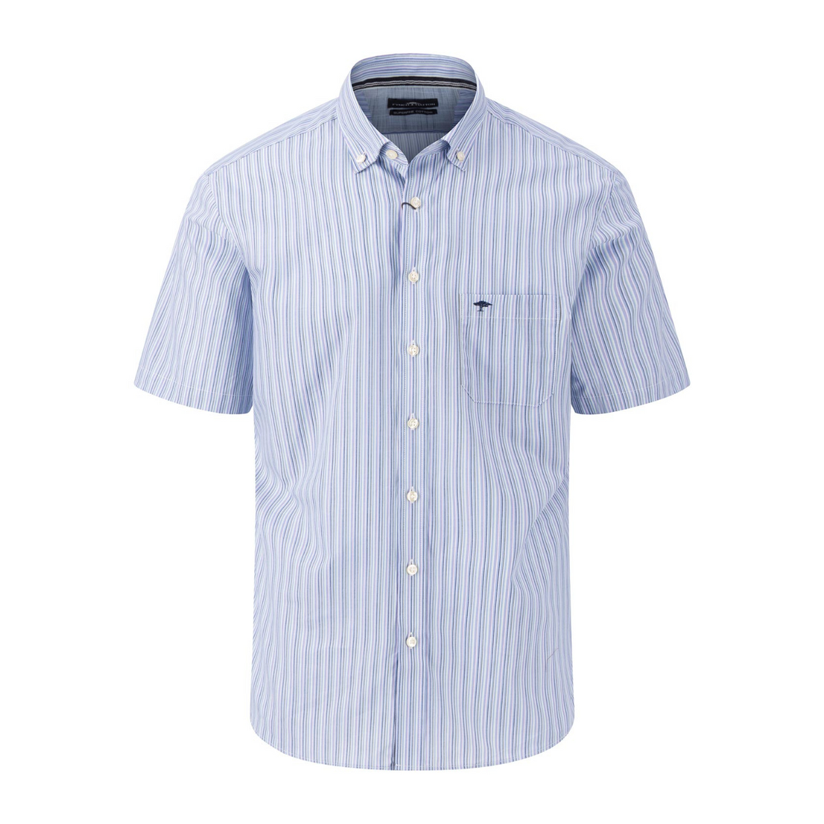 Fynch Hatton Short Sleeve Shirt | Summer Stripe / Navy Check