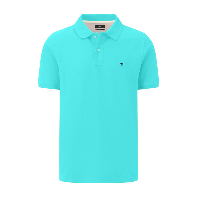 Front view of Fynch Hatton Polo Shirt in Aqua