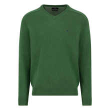 Load image into Gallery viewer, Green sweater with a small logo on a white background
