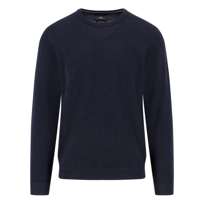 Navy blue sweater on a white background