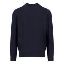 Load image into Gallery viewer, Navy blue sweater on a white background
