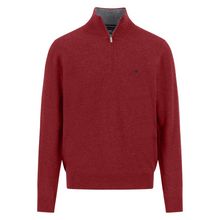 Load image into Gallery viewer, Red half-zip sweater on a white background
