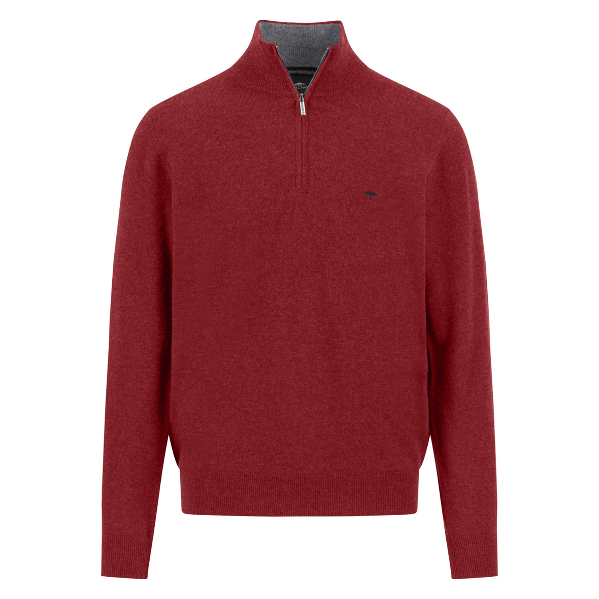 Red half-zip sweater on a white background