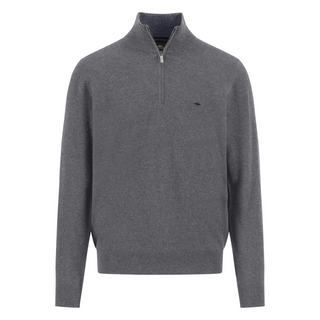 Gray half-zip sweater on a white background