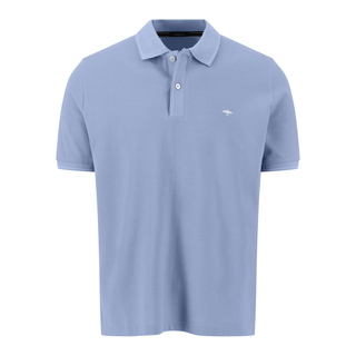 Light blue polo shirt with a small logo on a white background