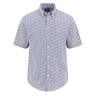 Short-sleeve shirt with a subtle pattern on a white background