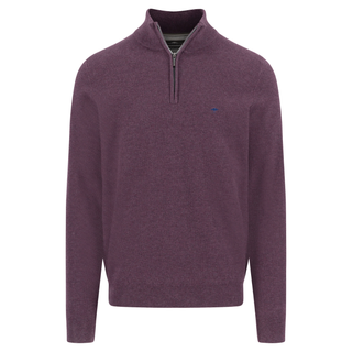 Purple sweater with a quarter zip on a white background