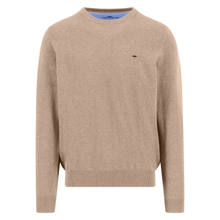 Load image into Gallery viewer, Beige sweater with a small logo on a white background
