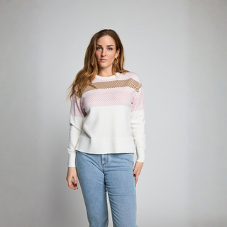 Micha  Round Neck Border Knit Jumper