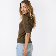 Load image into Gallery viewer, Esqualo Short Puff Sleeve Sweater | Army Green
