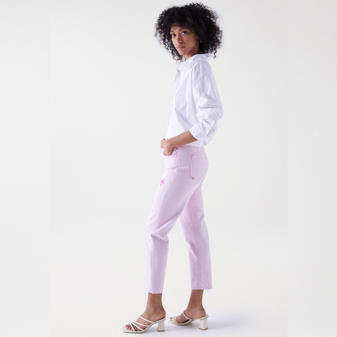 Salsa True Slim Jeans With Rips | Baby Pink