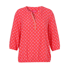 Load image into Gallery viewer, Via appia printed top in coral print colour closeup
