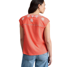 Load image into Gallery viewer, Back of Model wearing White Stuff Floral Top  Fliss with a white background
