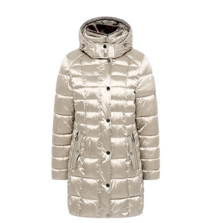 Barbara Lebek Padded Coat with Faux Fur | Champagne / Ice Blue