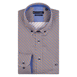 Giordano Long Sleeve Shirt | Navy/Orange Print