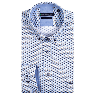 Giordano Long Sleeve Shirt | Blue/Beige Arrow Print