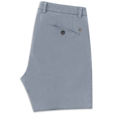 Load image into Gallery viewer, Close up shot of Back folded Bugatti Soft Stretch Textured Chinos, in Sky Blue, with a white background.
