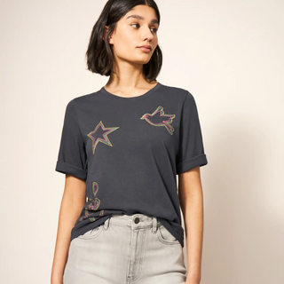 Annabel Embroidered Tee | Charcoal