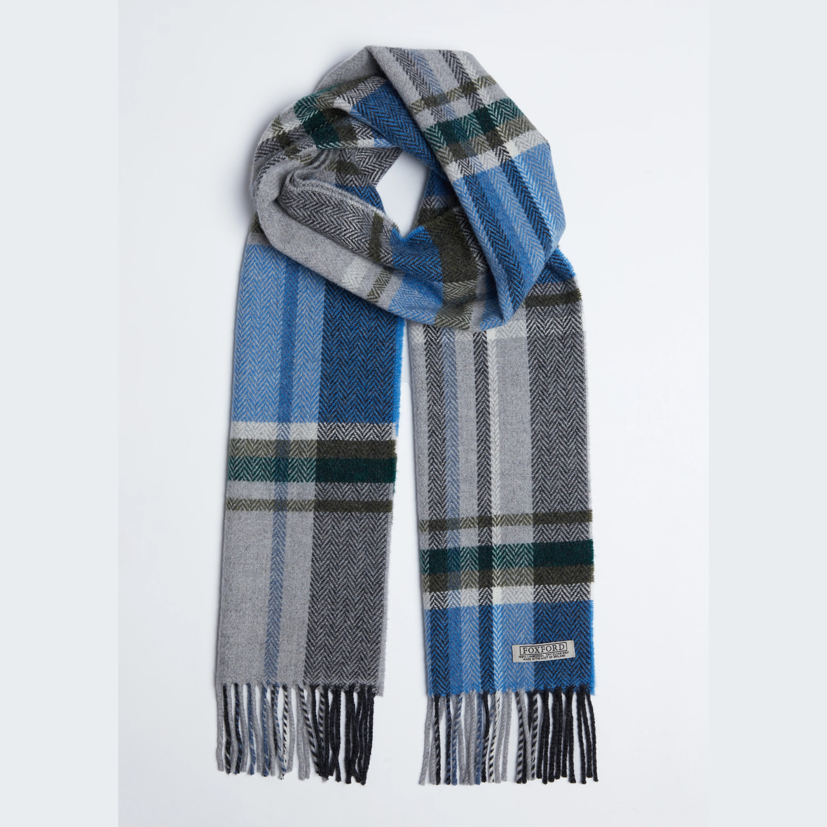 Foxford Blue and Grey Lambswool Scarf