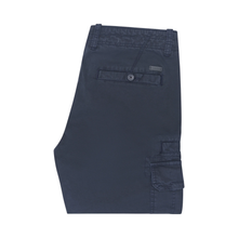 Load image into Gallery viewer, Navy blue cargo shorts on a white background
