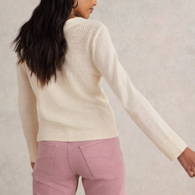 Load image into Gallery viewer, female model wearing whitestuff jumper in white colour looking away from camera
