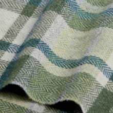 Load image into Gallery viewer, Foxford Green, Turquoise &amp; Cream Tartan Lambswool Scarf
