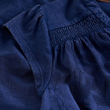 Load image into Gallery viewer, Close-up of blue fabric with textured stitching
