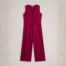Load image into Gallery viewer, Magenta jumpsuit on a light gray background
