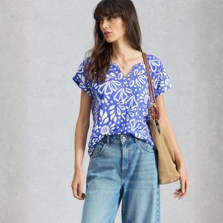 White Stuff Nelly Notch Bright Blue Top