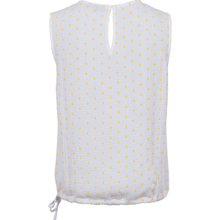 Load image into Gallery viewer, White sleeveless top with yellow polka dots on a white background
