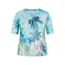Load image into Gallery viewer, Rabe Palm tree print T-Shirt front product picture, short sleeves, round neck with small split.

