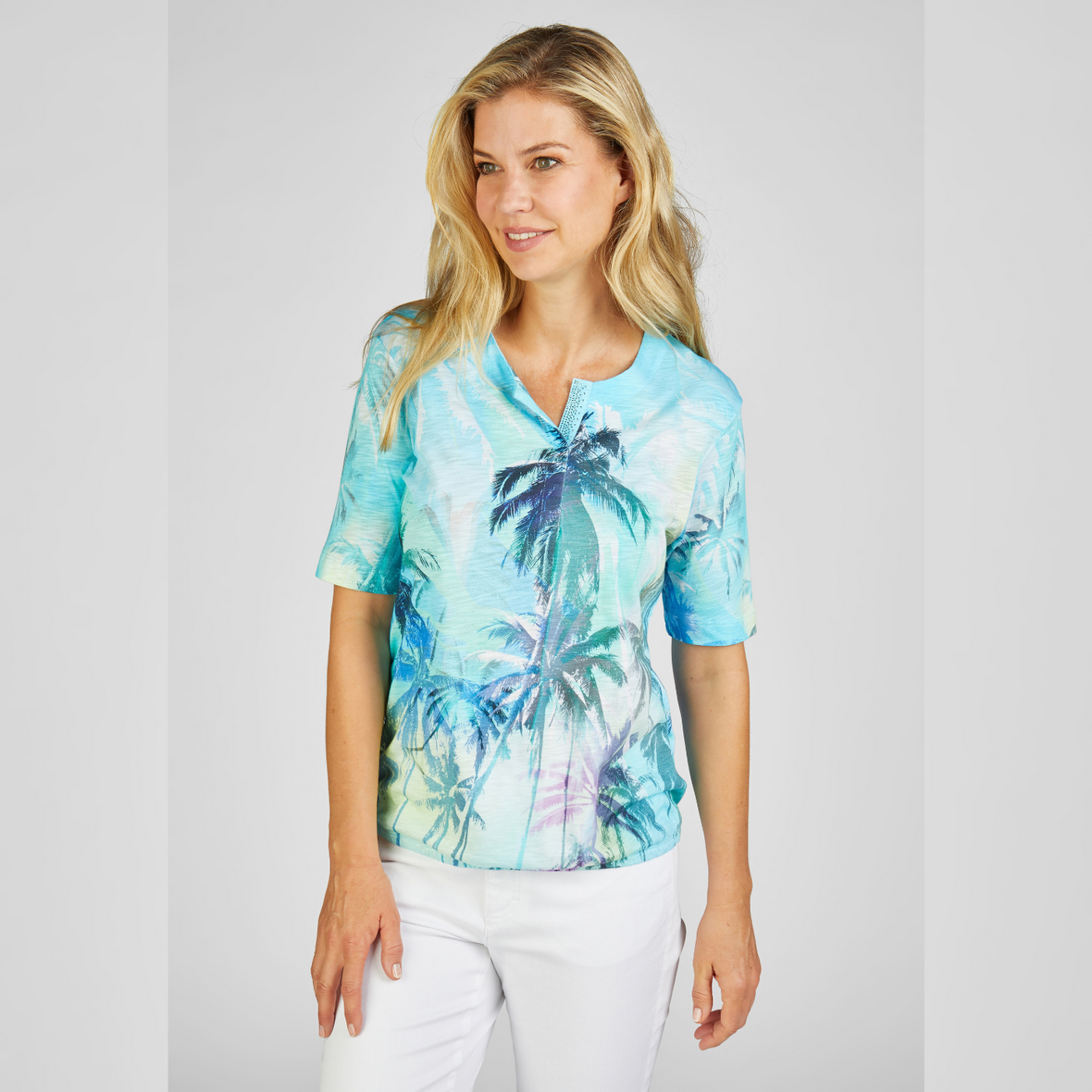 Rabe Palmtree Print T-Shirt | Aqua
