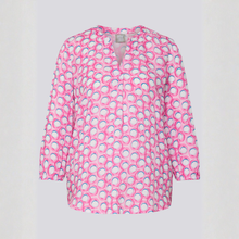Load image into Gallery viewer, Pink patterned blouse on a light gray background

