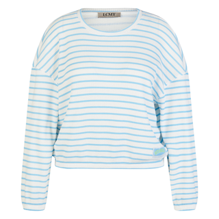 Front of Striped Top by LCMT, in Light Blue, with a white background.