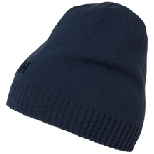 Load image into Gallery viewer, Navy blue knit beanie on a white background
