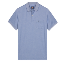 Load image into Gallery viewer, Light blue polo shirt with a pocket on a white background
