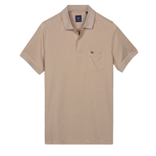 Load image into Gallery viewer, Beige polo shirt with a brand logo on a white background
