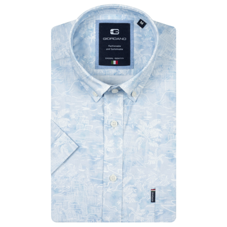 Light blue patterned short-sleeve shirt with Giorgio brand label on a white background