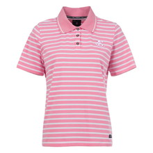 Load image into Gallery viewer, Front view of Soquesto Polo Shirt, in rose, with a white background.
